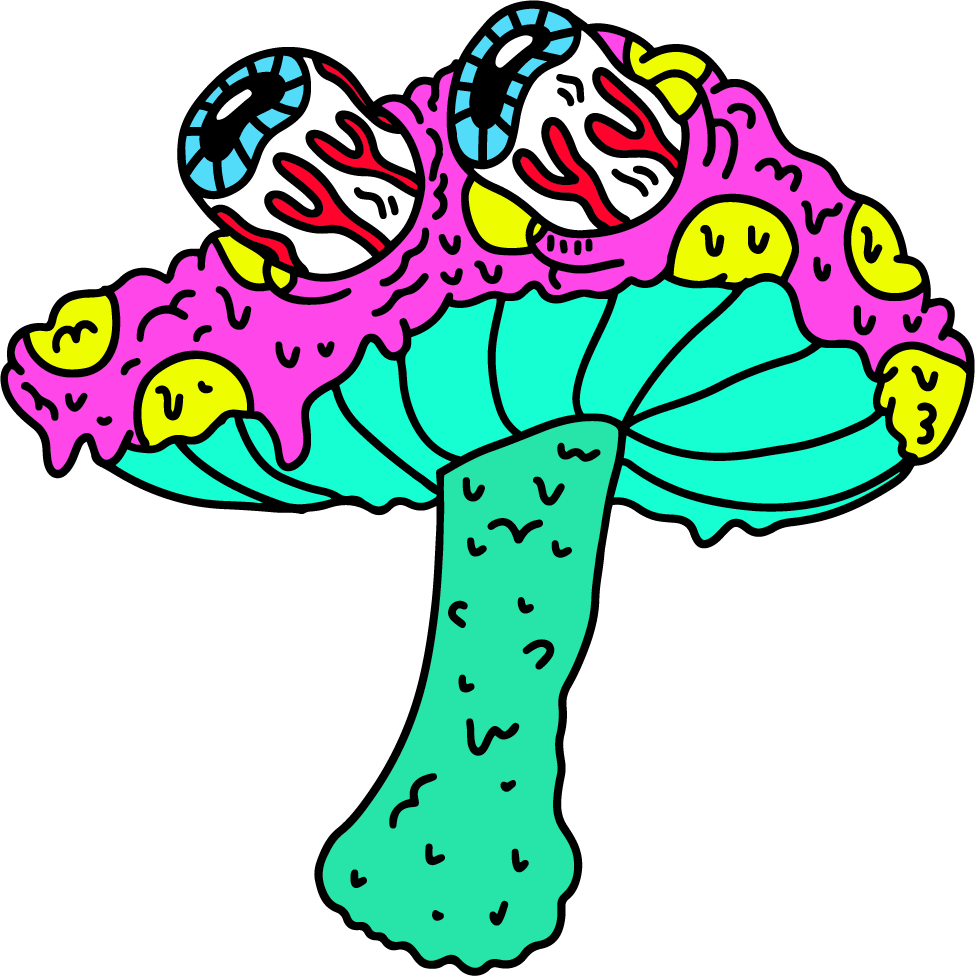 Mushroom coffee vs mushroom energy drink illustration